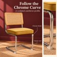 thumbnail image 4 of Gold Velvet Modern Rattan Dining Chairs Set of 4, Cane Back, Dinning Chairs, Sillas de Comedor, Upholstered Mid Century Modern Dining Room Chair, Chrome Metal Kitchen Chair, 4 of 9