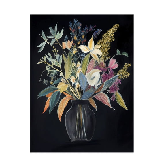 Canvas Wall Art - Sasha 'Flowers of the Night I' Wall Art for Living Room, Bedroom, or Office Décor by Trademark Fine Art - 14 x 19 Inches