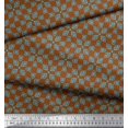 thumbnail image 2 of Soimoi Brown Silk Fabric Square & Triangle Geometric Decor Fabric Printed Yard 42 Inch Wide, 2 of 3