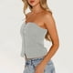 thumbnail image 5 of Blusa Mangas Largas Top sin tirantes con botones, Top corto ajustado para mujer, ropa de calle Hotsweet Kuymtek Gris T L para Mujer, 5 of 6