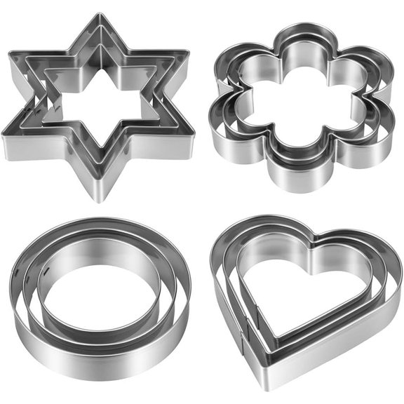 Soikfihs 12PC Cutter Cutting of Biscuits in Stainless Steel Forms Biscuits Flower