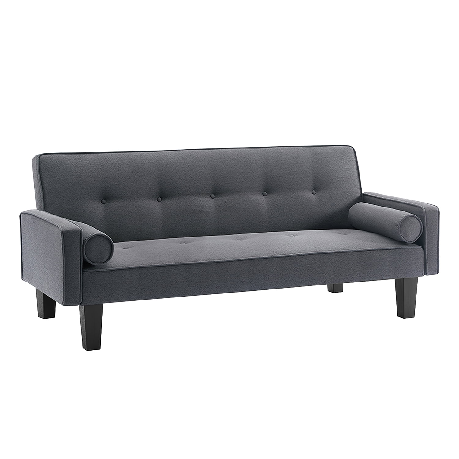 Kadyn Convertible Sofa Bed for Small Apartment Living Room, Modern Linen Fabric Futon Sofa Bed with 2 Pillows, 2-Seat Sofa Couch with Adjustable Backrest, Gray Kadyn Convertible Sofa Bed for Small Apartment Living Room, Modern Linen Fabric Futon Sofa Bed with 2 Pillows, 2-Seat Sofa Couch with Adjustable Backrest, Gray