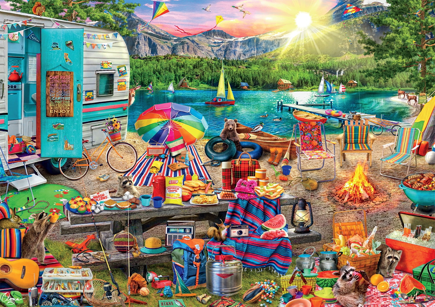Buffalo Games - Look Closer - Family Campsite - 500 piece jigsaw puzzle