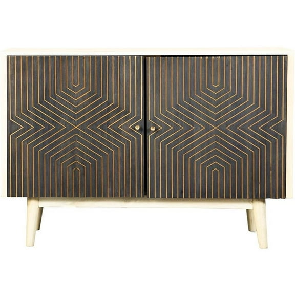 Ixora 2-door Accent Cabinet White Washed and Black