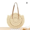 thumbnail image 4 of Round Straw Beach Bag Vintage Handmade Woven Shoulder Bag Classical Summer Vacation Casual Raffia Circle Rattan Bags Bohemian, 4 of 6