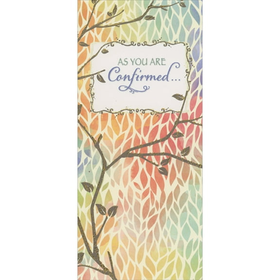 Designer Greetings Gold Foil Accented Branches Over Colorful Leaves Pattern Money Holder : Gift Card Holder Confirmation Congratulations Card