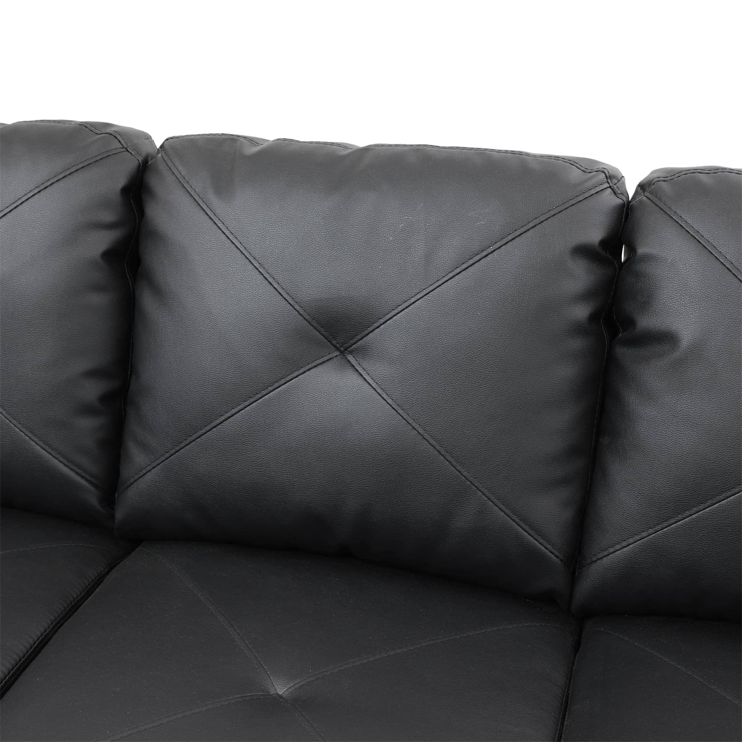 Hommoo Sofa Set, Faux Leather 2-Piece Couch Living Room Sofa Set,Suitable for Home, Black