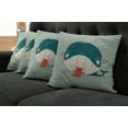 thumbnail image 5 of Ambesonne Cat Throw Pillow Cover 4 Pack, Kitten Eating Huge Fish, 24", Almond Green Teal, 5 of 5