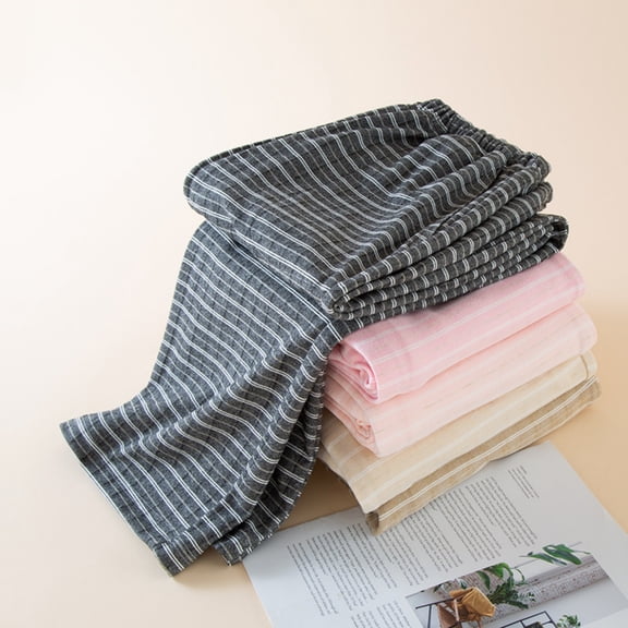 Loopsun Womens Fleece Pajama Pants, Women's Striped Fleece Lined Thermal Sleep Long Pants with Pockets Hot Pink, L