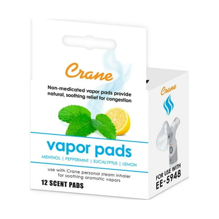 CRANE - Vapor Pads 12 Pack for EE-5948 Cordless Inhaler - White