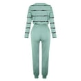 thumbnail image 5 of Fgnfyis Ensemble Décontracté pour Femmes T-Shirt à Manches Longues Rayé Col Rond Blouse et Pantalon Leggings 2 Pcs Vert S, 5 of 5
