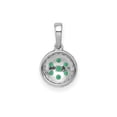 thumbnail image 3 of Real 14kt White Gold Diamond and Emerald Halo Circle Pendant; for Adults and Teens; for Women and Men, 3 of 4