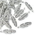 thumbnail image 3 of 30pc Tibetan Style Alloy Pendants Feather Cadmium Free & Lead Free Silver 28x8.5x2mm Hole: 1.5mm, 3 of 6