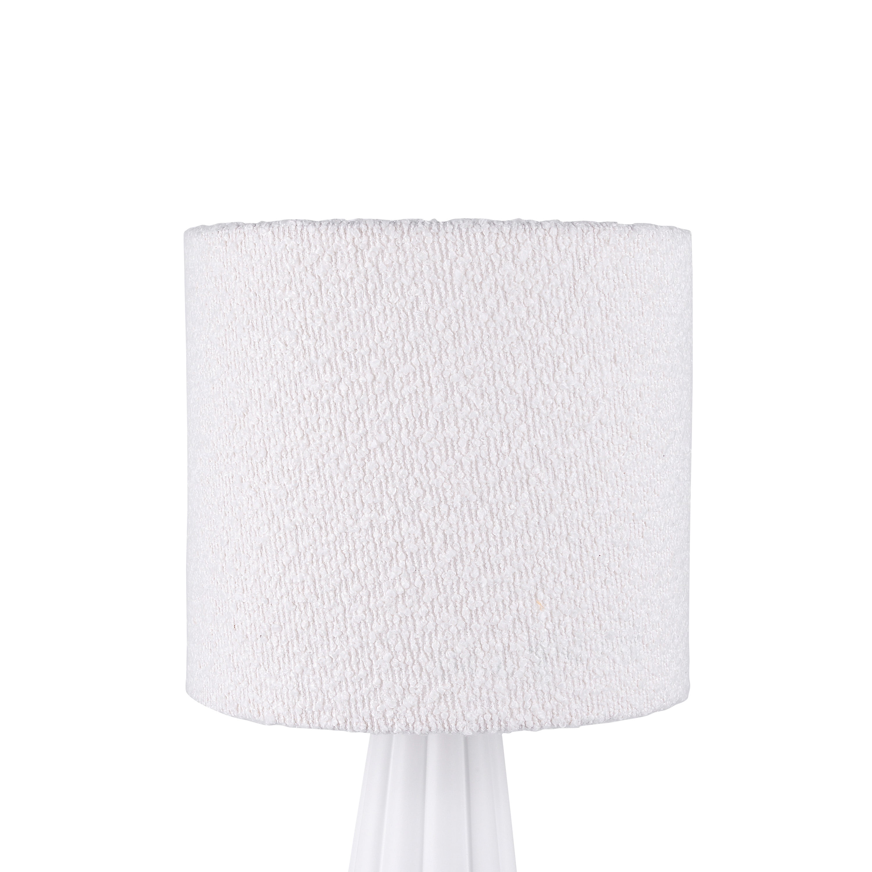Mainstays Branded 18" Modern, White Polyresin Table Lamp with Boucle Shade, Modern Design