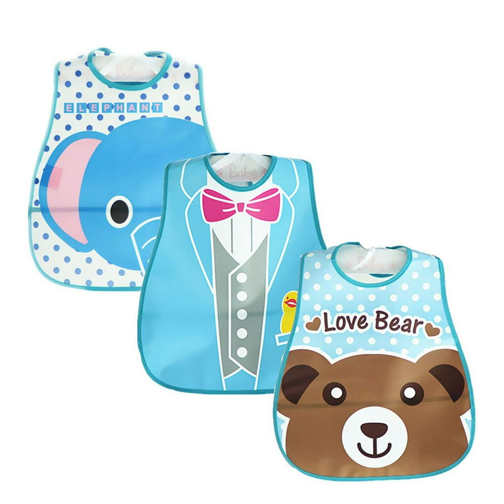 2019 Hot Sale 3pcs Soft Baby Boy PEVA Cute Bibs Waterproof Comfortable