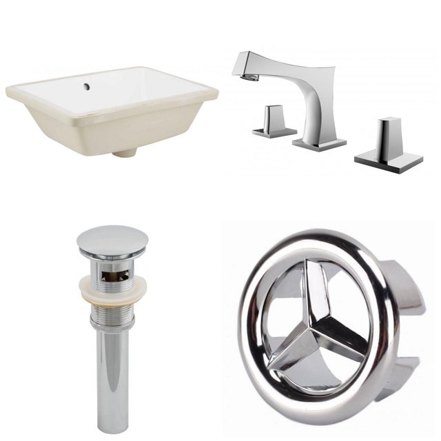 18.25-in. W CUPC Rectangle Bathroom Undermount Sink Set In White - Chrome Hardware - Overflow Drain Incl. AI-25927