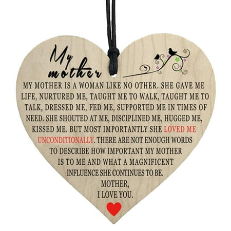 

1 Pcs Mothers Day Wooden Heart-shaped Pendant Crafts Decorations Home Tree Gifts DIY Wooden For Mums