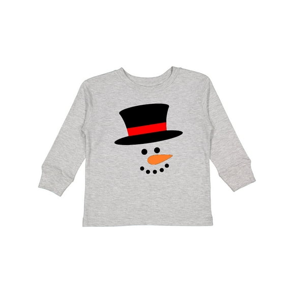 Inktastic Snowman with Top Hat and Carrot Nose Boys or Girls Long Sleeve Toddler T-Shirt