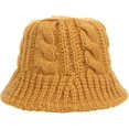 thumbnail image 5 of CoCopeaunts Womens Bucket Hat Solid Color Foldable Floppy Knit Bucket Cap Warm Wide Brim Cable Twist Pattern Fisherman Cap, 5 of 8