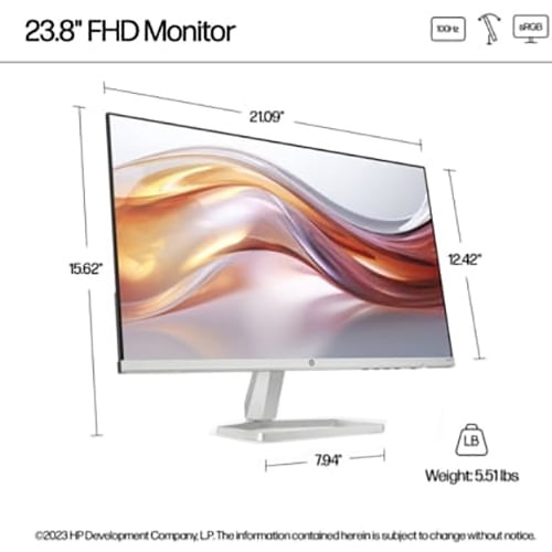 HP 524sf Series 5 24" FHD 100Hz 1500:1 5ms IPS Dual Monitor, Black/Silver Bundle with 2 Year CPS Enhanced Protection Pack