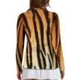 thumbnail image 2 of Yuyamidu Tiger Stripes Women's V Neck Golf Shirts Soft Long Sleeve Quarter Zip Tennis Top Active Tennis Shirts Tennis Fashion Tops Clothes Size 2XL, 2 of 8