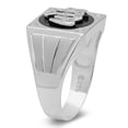 thumbnail image 2 of Men’s .925 Sterling Silver Cubic Zirconia Square Allah Ring w/ Black Enamel, Size 9.5 + Polishing Cloth, 2 of 7