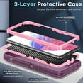 thumbnail image 2 of Compatible for A53 5G Case: Samsung A53 5G Case with 2 PCS Tempered Glass Screen Protectors, 3 in 1 Full Body Shockproof Rubber Dustproof Rugged Protection Phone Case for A 53 5G, Wine Red/Pink, 2 of 15