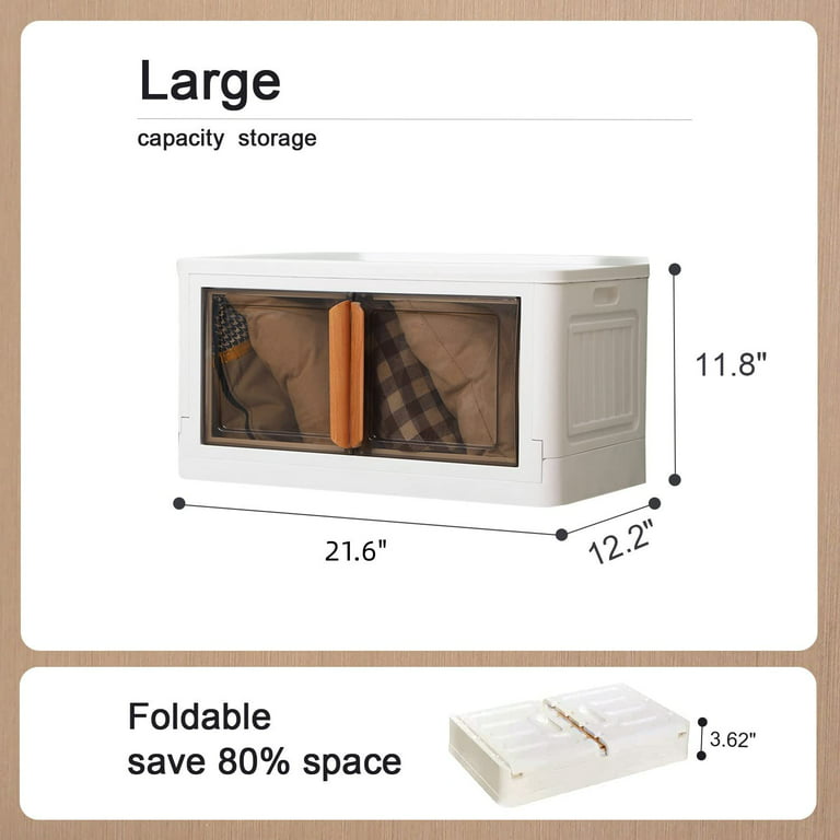 EHAMILY 5-Tier 5Grids Folding Storage Box with Doors Clear Plastic  Collapsible Storage Bins with Lids Easy to Assemble Foldable Storage  Cabinets with