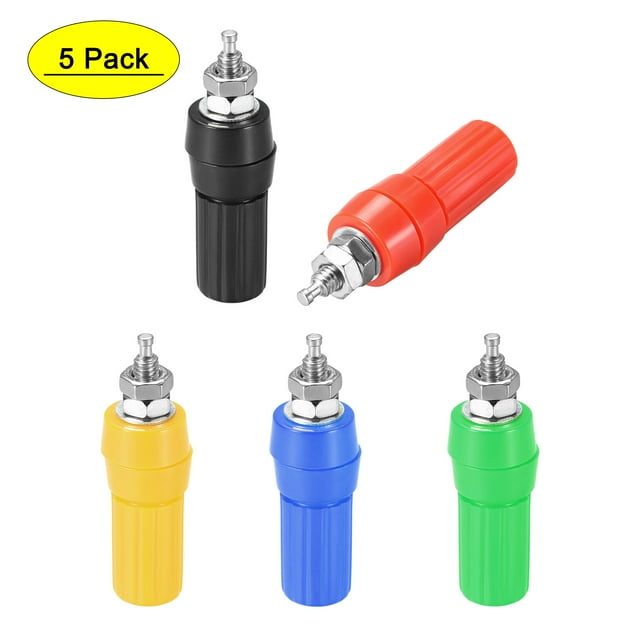 Conector de terminal de amplificador Uxcell de 4mm, conector de banana, 5 colores, paquete de 5