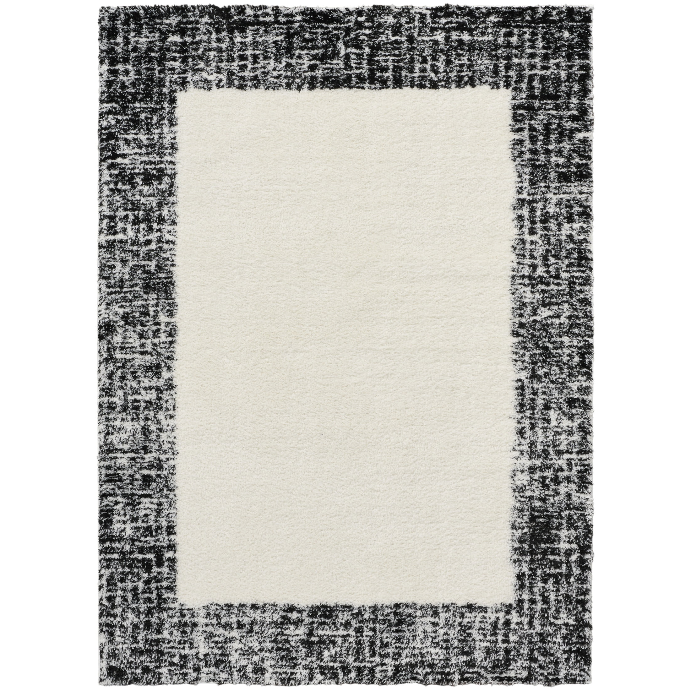 Nourison Pacific Shag 5'3" x 7'3" Ivory Black Shag Indoor Rug