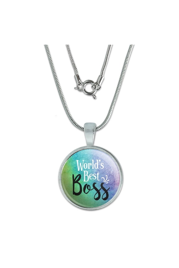 World's Best Boss 0.75" Pendant with Sterling Silver Plated Chain