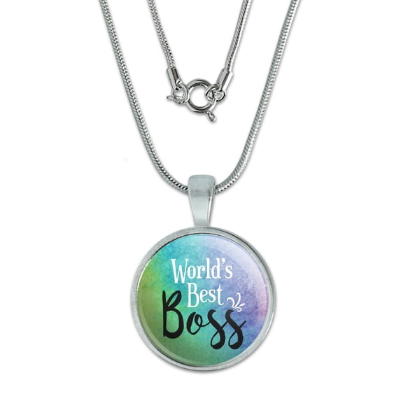 World's Best Boss 0.75" Pendant with Sterling Silver Plated Chain