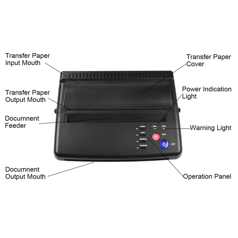 ARDIKAMA Black Tattoo Transfer Copier Printer Machine Thermal Stencil Paper Maker with 20 Free Transfer Paper