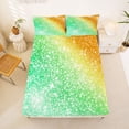 thumbnail image 5 of jejeloiu Green Orange Sparkle Print Bed Sheets Kids,Colorful Gradient Pattern King Sheets For Girls,4-Piece, 5 of 6