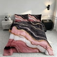thumbnail image 2 of Manfei Marble Print Queen Comforter Set, Marbling Metallic Comforter Sets Queen, Pink, Black and Gold, Black Reversible 3pcs, 1 Comforter and 2 Pillowcases, 2 of 6