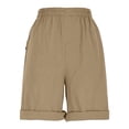 thumbnail image 5 of vigerkar Women's Bermuda Shorts Knee Length Elastic Waist Drawstring Workout Athletic Long Shorts with Pockets (Khaki, L), 5 of 7