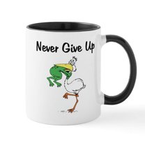 CafePress - Never Give Up Stork And Frog Mug - 11 oz Ceramic Mug - Novelty Coffee Tea Cup