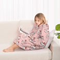 thumbnail image 4 of Pink Cow Strawberry Head Pattern Blanket Hoodies for Kids 6-13YR Oversize Wearable Blanket Hoodies for Boys Girls Teens, 4 of 7