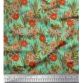thumbnail image 1 of Soimoi Green Cotton Voile Fabric Leaves & Floral Print Fabric by Yard 42 Inch Wide, 1 of 1