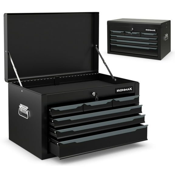 Barara King 24 Inch Tool Chest Case with 6 Drawers and Top Storage for Garage Repair Shop & Warehouse-Black