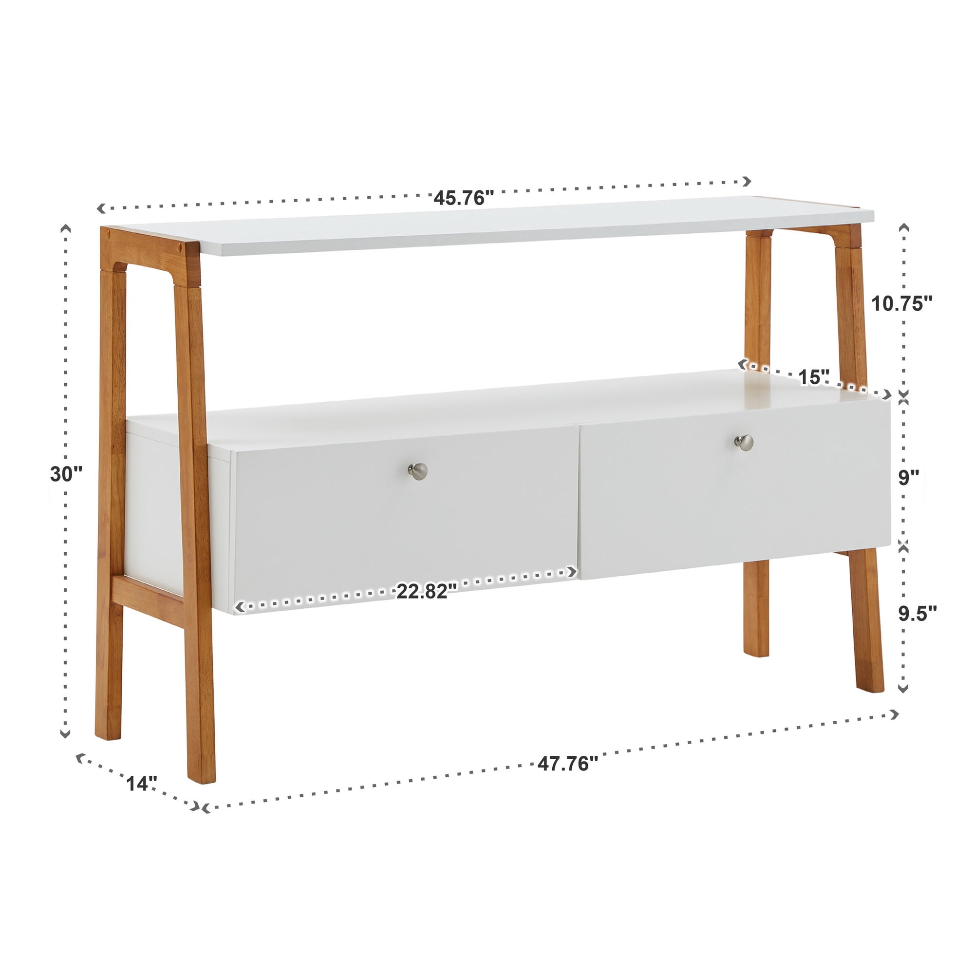 Weston Home Olyvia Wood TV Stand with Drawers, for TVs up to 47", White