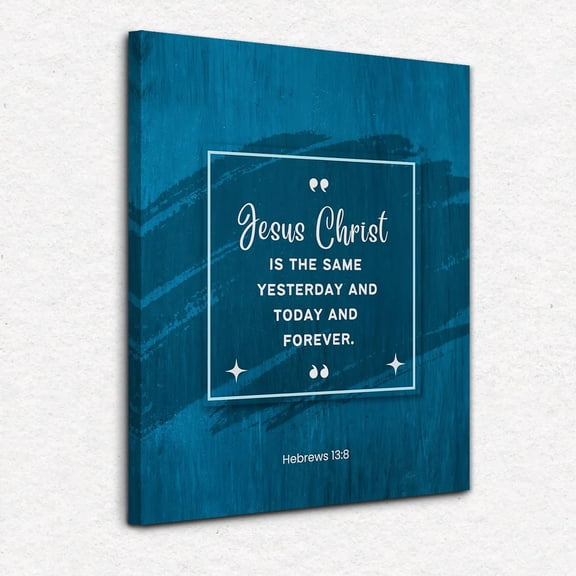 Christian Canvas Wall Art,Hebrews 13:8 Christian Wall Decor,Bible Verses Wall Decor,Christian Posters,Scripture Wall Decor,Christian Decor,Blue Wall Art,Framed 11x14 Inch