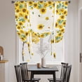 thumbnail image 4 of Farmhouse Vintage Tie Up Curtain 63 Inches Long, Sunflowers Floral Botanical Beige Letter Balloon Style Kitchen Window Curtain Over Sink, Small Window Rod Pocket Curtain 52"x63", 4 of 9