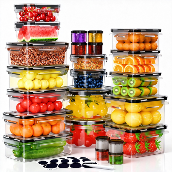 Food Storage Containers with Lids, 52 Piece Leak Proof Clear Plastic Food Container for Food, BPA-Free, Food Meal Storage Set, Meal Prep Container Stackable Containers, PP Silicone