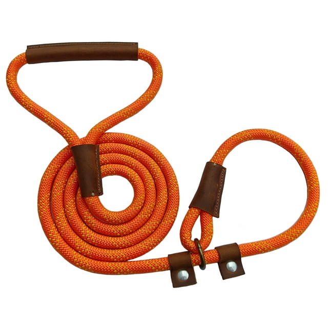 Handmade Strong Heavy Duty Rope No Pull Training Lead Leashes with Durable Leather Handles,Reflective Dog Training Lead for Large Medium and Small Dogs