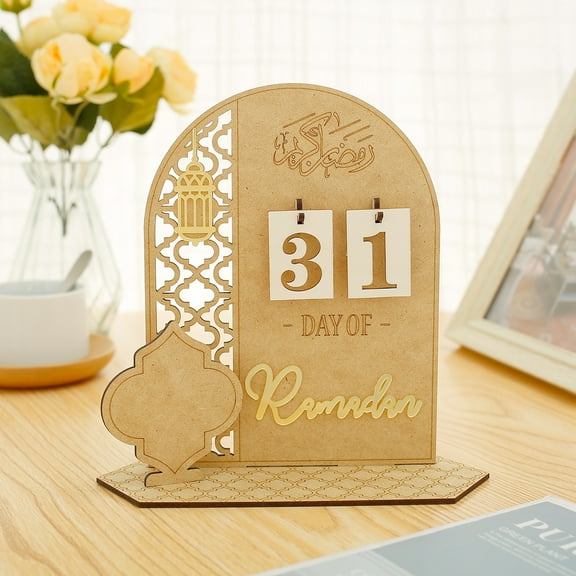 BUTORY Wooden Ramadan Advent Calendar Decorations Number Countdown Calendars 30 Days Eid Mubarak Ramadan Party Ornament