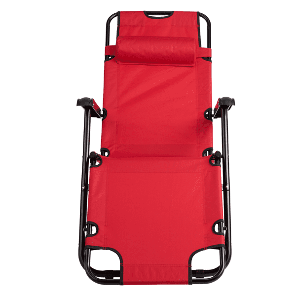 Folding Recliner Chair, Portable Extendable Folding Reclining Chairs for Indoor Outdoor, Red