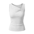 thumbnail image 6 of Admvng Tank Top for Women Asymmetrical V Neck Ruched Sleeveless Stretch Basic Knit Layering Camisole Blouse, 6 of 6