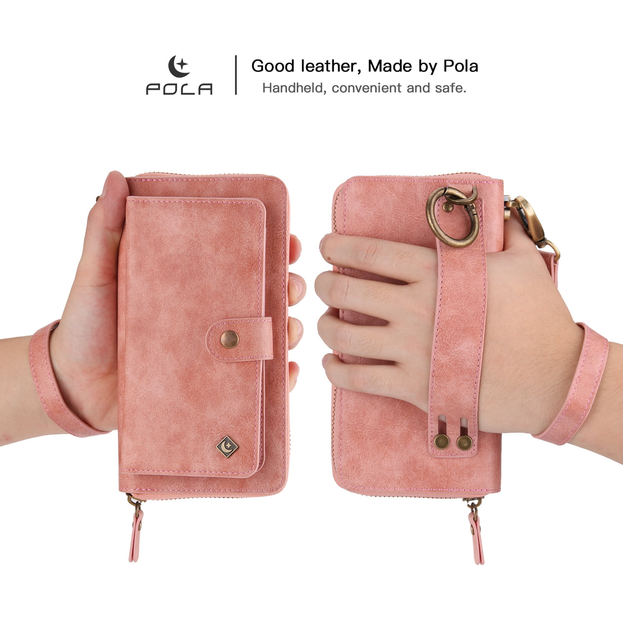 Samsung Galaxy Note 10 6.3 inch Wallet Detachable Case, Dteck Zipper Purse Phone Case Multi-functional Folio Flip Leather Removable Magnetic Back Cover For Samsung Galaxy Note10,Pink