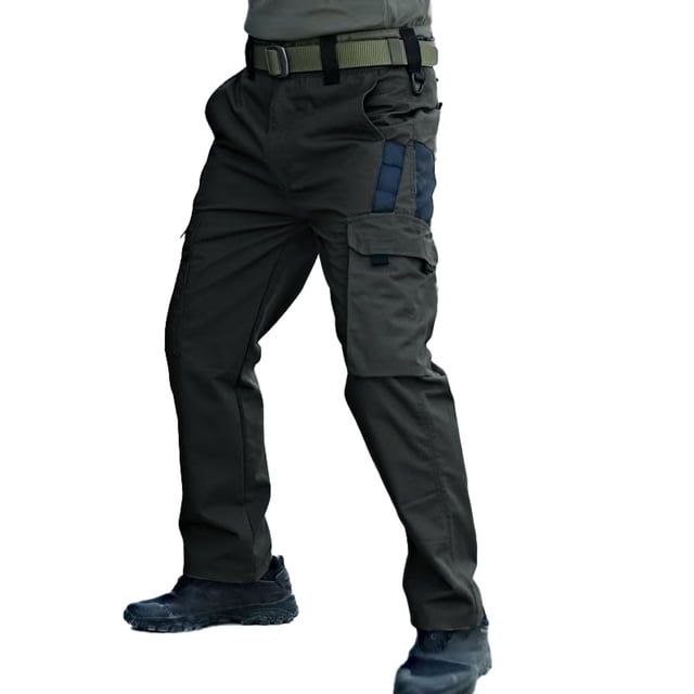 HXWCHs European Solid Color Men's Cargo Pants for Training Work Casual Wear Loose Fit Comfortable Functional Sportswear with Multiple Pockets XXXL Black